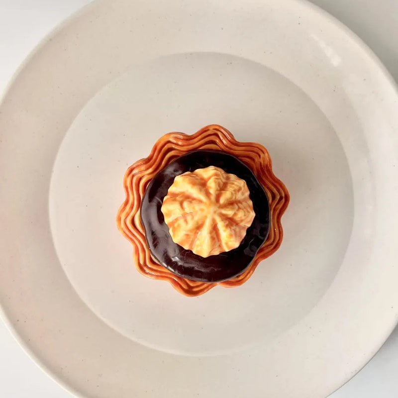 Dark Chocolate Cream Puff Egg Tart Taba Squishy Toy - Squooshland