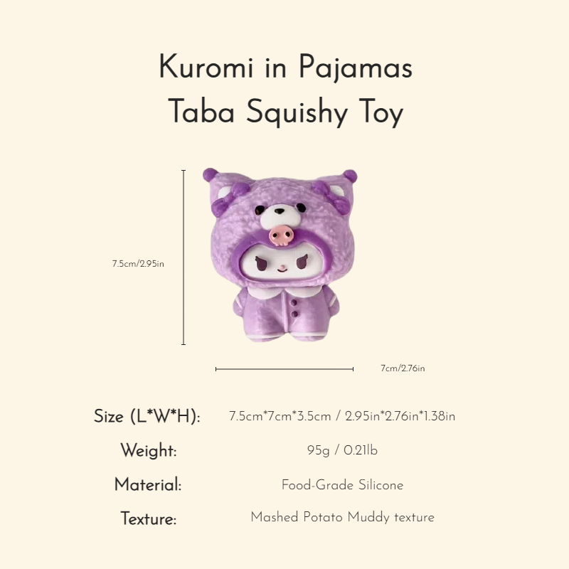 Kuromi in Pajamas Taba Squishy Toy