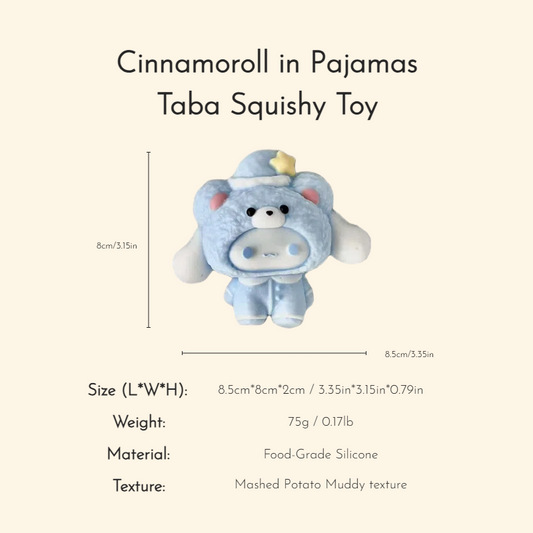 Cinnamoroll in Pajamas Taba Squishy Toy