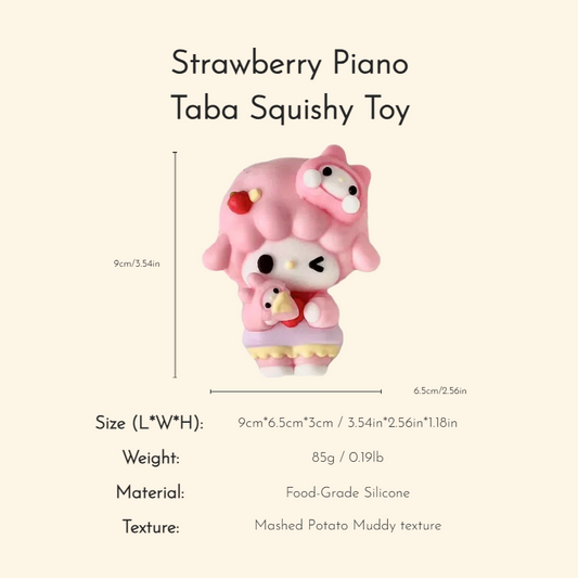 Strawberry Piano Taba Squishy Toy