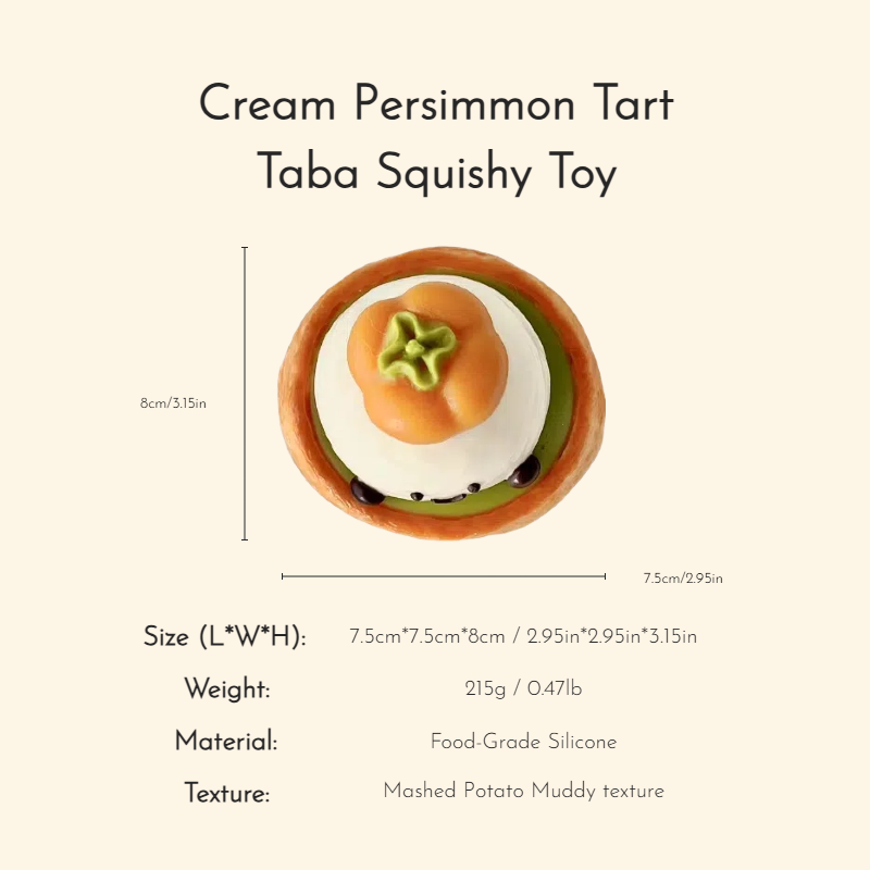 Cream Persimmon Tart Taba Squishy Toy