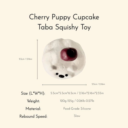 Cherry Puppy Cupcake Taba Squishy Toy - Squooshland