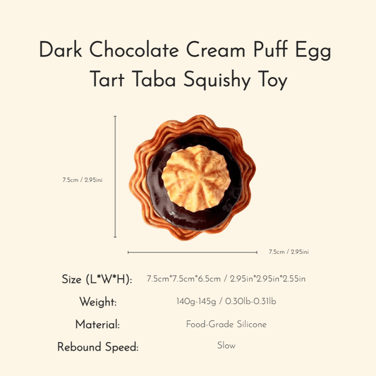 Dark Chocolate Cream Puff Egg Tart Taba Squishy Toy - Squooshland