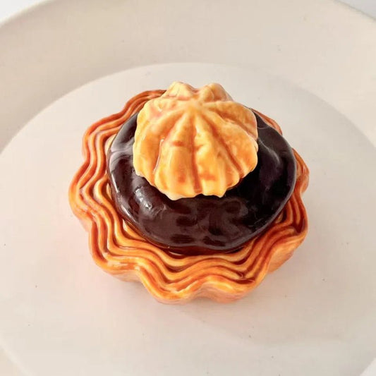 Dark Chocolate Cream Puff Egg Tart Taba Squishy Toy - Squooshland