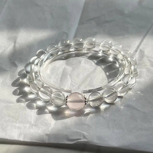 Eye of Starlight Rose Quartz Crystal Bracelet - Squooshland