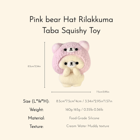 Pink bear Hat Rilakkuma Taba Squishy Toy - Squooshland