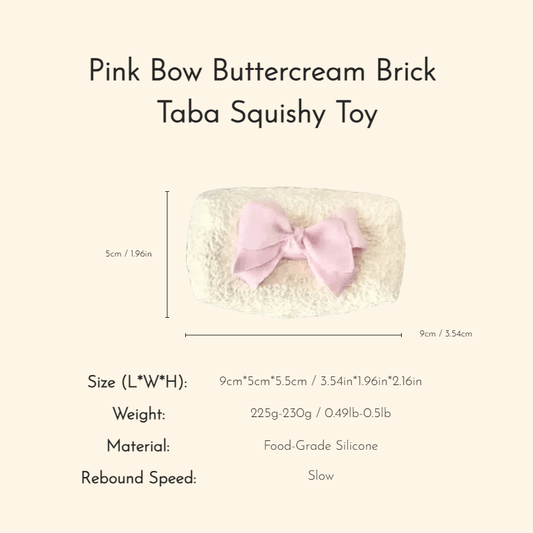 Pink Bow Buttercream Brick Taba Squishy Toy - Squooshland