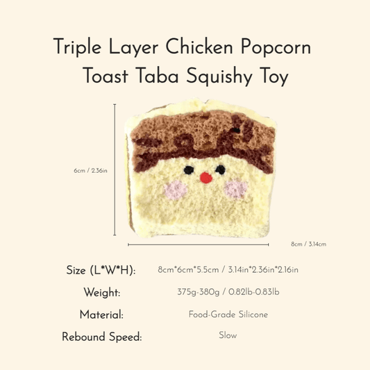 Triple Layer Chicken Popcorn Toast Taba Squishy Toy - Squooshland