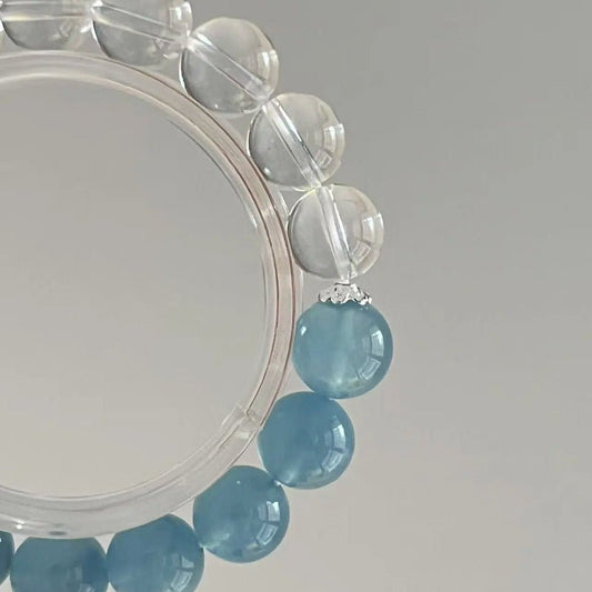 YINYANG - Aquamarine and Clear Quartz Crystal Bracelet - Squooshland