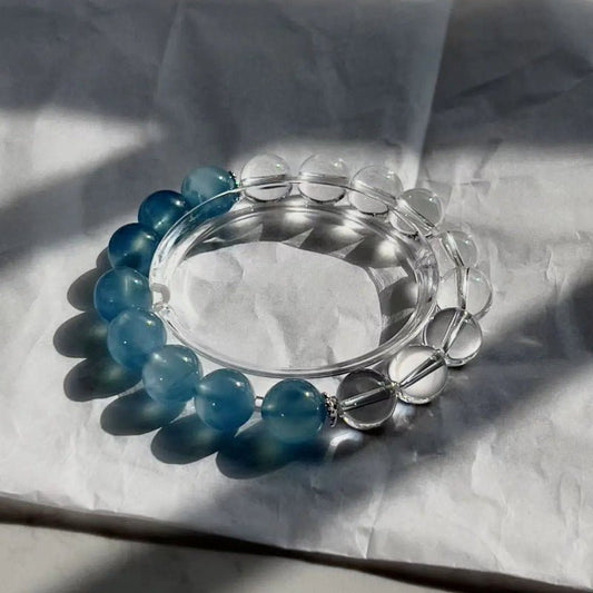 YINYANG - Aquamarine and Clear Quartz Crystal Bracelet - Squooshland