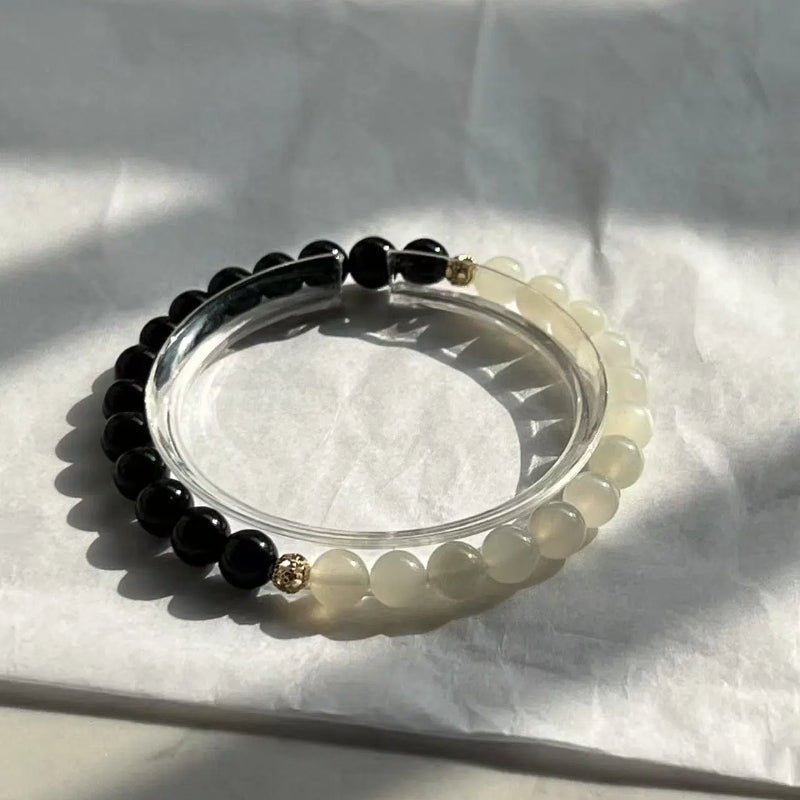 YINYANG - Black Obsidian and Moonstone Crystal Bracelet - Squooshland