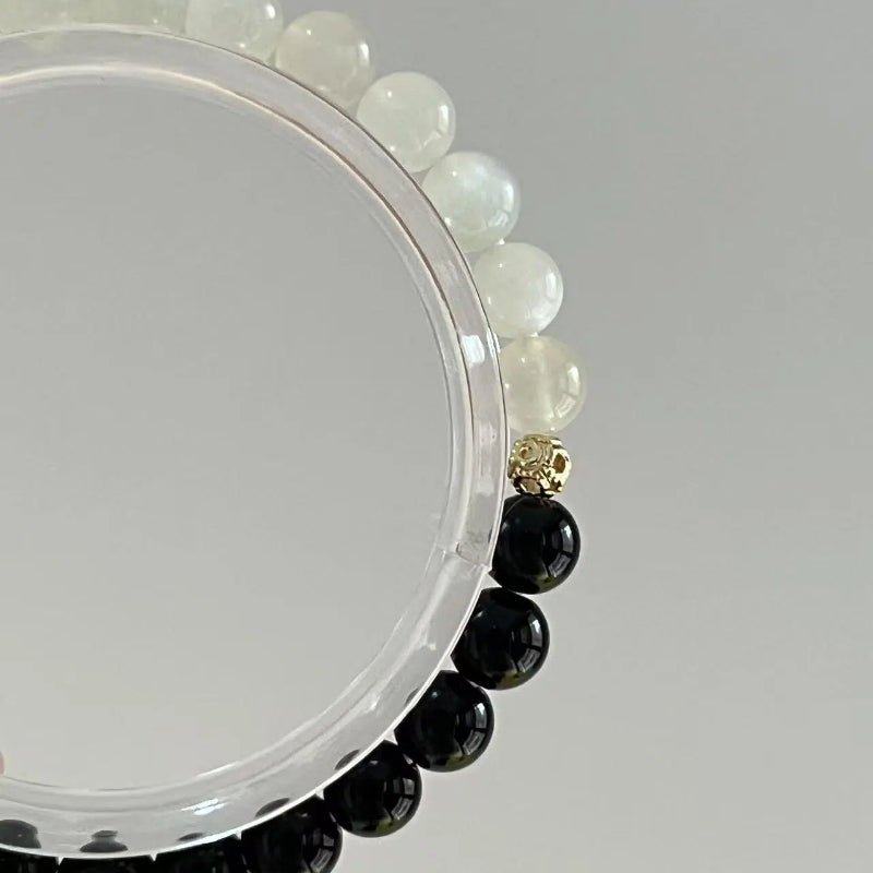 YINYANG - Black Obsidian and Moonstone Crystal Bracelet - Squooshland
