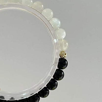 YINYANG - Black Obsidian and Moonstone Crystal Bracelet - Squooshland
