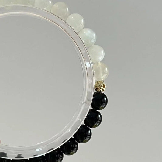 YINYANG - Black Obsidian and Moonstone Crystal Bracelet - Squooshland