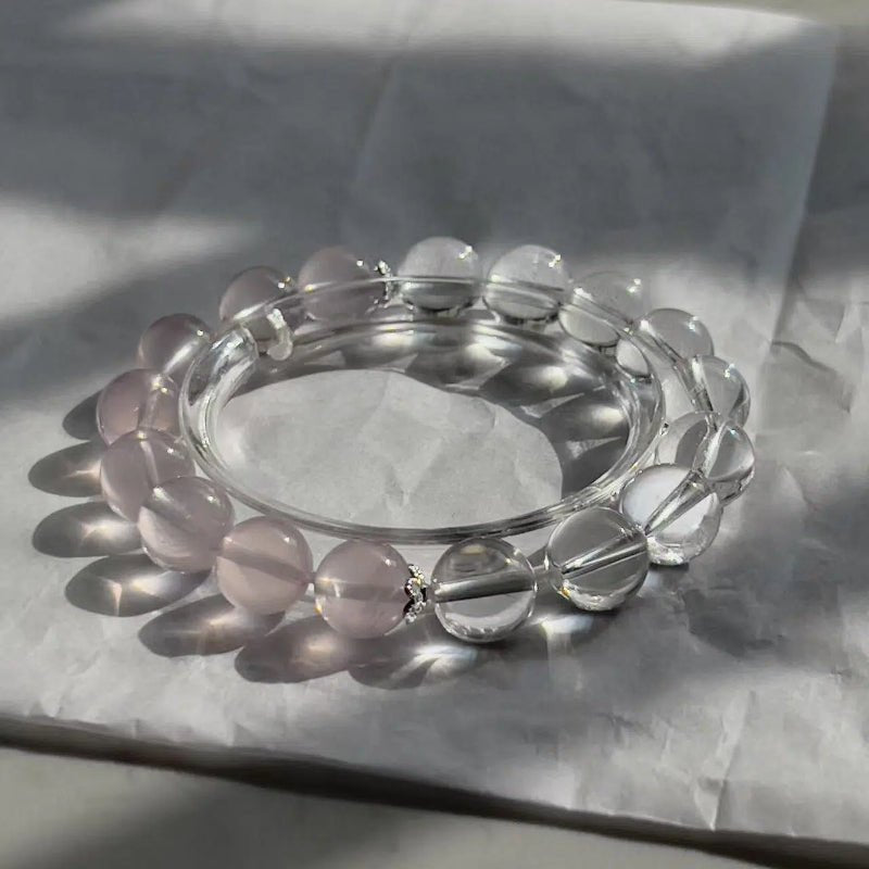 YINYANG - Starlight Rose Quartz and Clear Quartz Crystal Bracelet - Squooshland