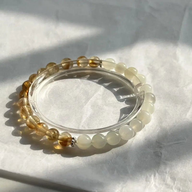 YINYANG - Yellow Pagoda Crystal and Moonstone Crystal Bracelet - Squooshland